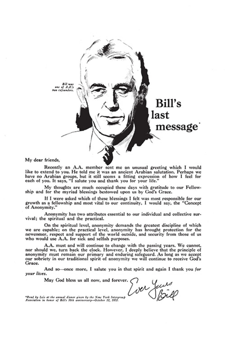 Bill's Last Message Parchment Alcoholics Anonymous