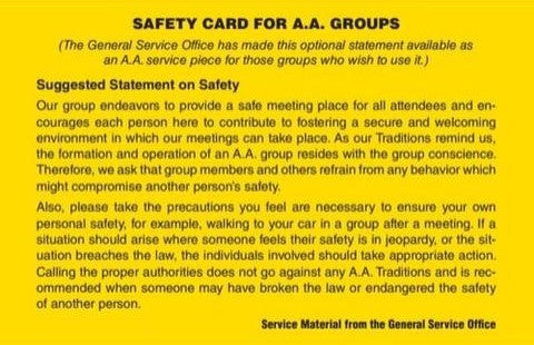 Safety Card for AA Groups